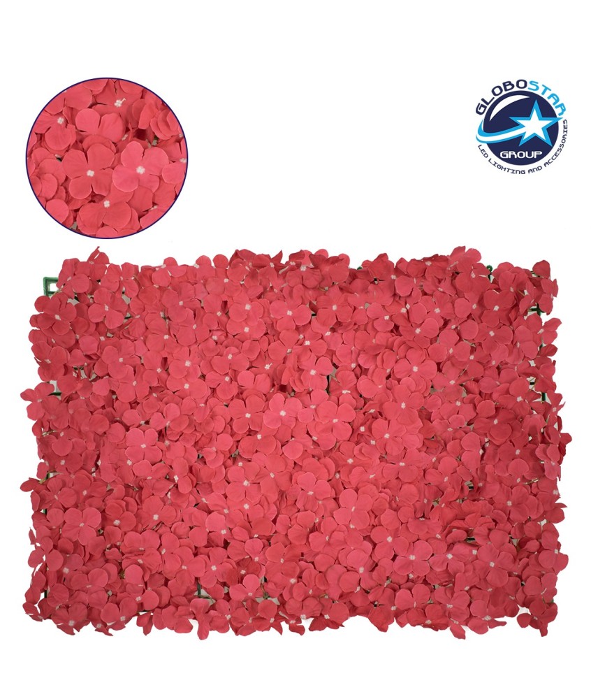 GloboStar® 78330 Συνθετικό Πάνελ Λουλουδιών - Κάθετος Κήπος Ορτανσία Σκούρο Κόκκινο Μ60 x Υ40 x Π5cm